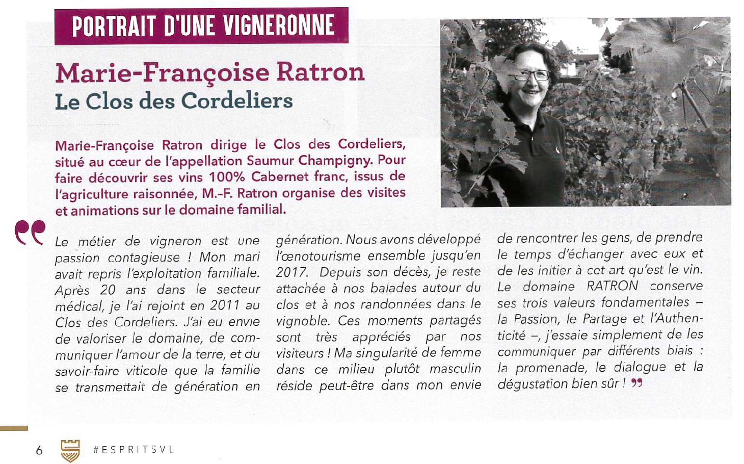 2019 SAUMUR MAG PORTRAIT D'UNE VIGNERONNE